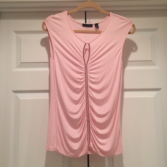 Willi Smith Pink Top with Sequin Detail & Keyhole - Picture 1 of 4